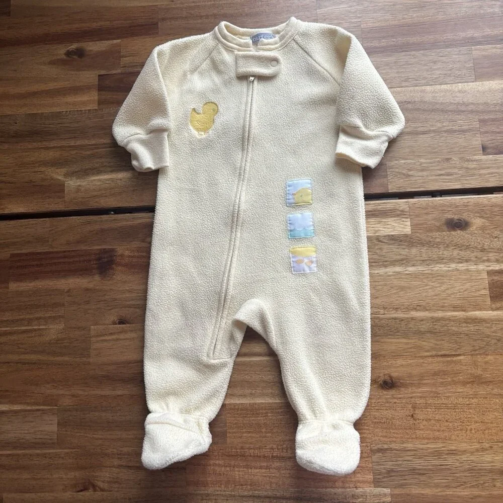 Vintage Carters Duckie Footed Sleeper Paste‎ Yellow Fleece Baby Duck 6 Months